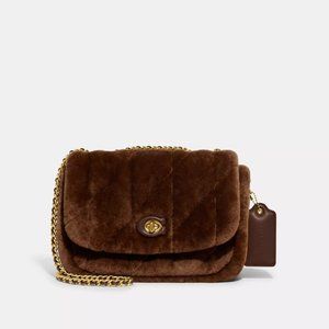 New Coach Shearling Quilted Pillow Madison Shoulder bag CE721 BROWN